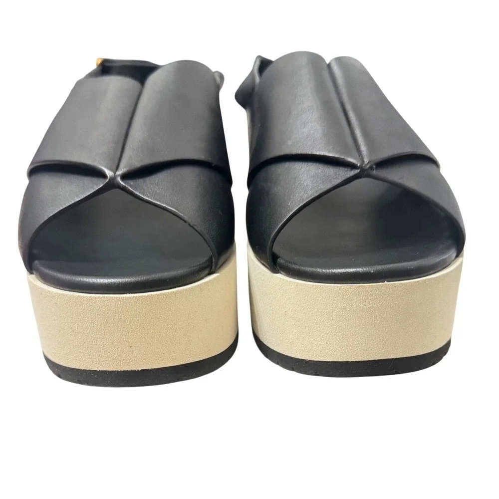 Vince Jenaya‎ Sport Platform Sandal Womens 8 Black Cream Leather